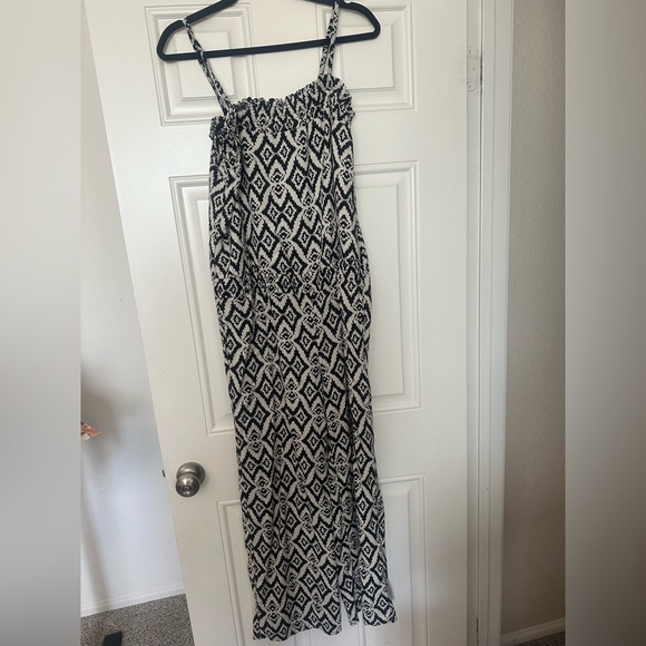 INC International Concepts Pants - INC International Concepts Black and Cream Geometric Jumpsuit size L